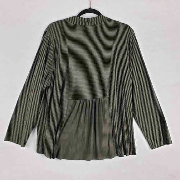 Habitat‎ Women's XL Open Front Waterfall Sweater Green Black Stripe Casual Layer - Picture 6 of 7